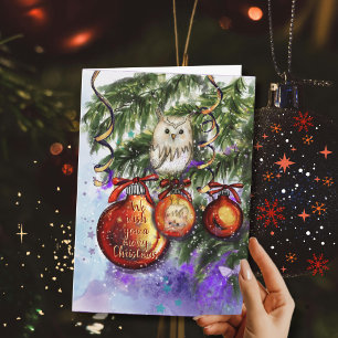 Sprookjeslijke Sneeuwuil Kerst Ornament Feestdagen Kaart