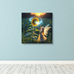 Sprookjesmeisje dat een toverspreuk uitspreekt ove canvas afdruk