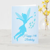 Sprookjesontwerp gepersonaliseerde 11e verjaardag kaart (Gele Bloem)