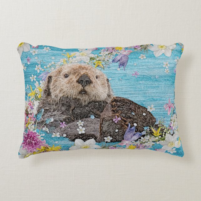 Sprookjesotter in de rivier van de bloemen accent kussen (Voorkant)