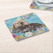 Sprookjesotter in de rivier van de bloemen kartonnen onderzetters (Schuin)