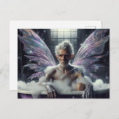 Sprookjesouder man Grijs Haar in de Paarse badkuip Briefkaart (Voorkant / Achterkant)