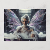 Sprookjesouder man Grijs Haar in de Paarse badkuip Briefkaart (Voorkant)