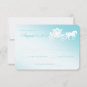 Sprookjespaard en wagen bruiloft RSVP kaartje (Voorkant)