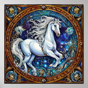 Sprookjespaard Sierlijke Cirkel Fantasie Elegant Poster