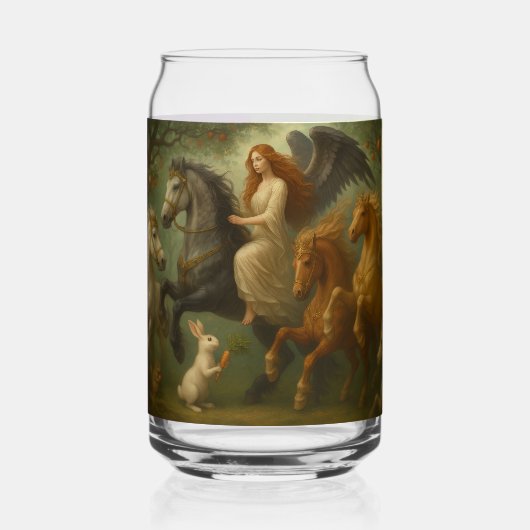Sprookjespaarden en engel drinkset blikvorm glas (Voorkant)