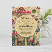 Sprookjespaddenstoelen 10e verjaardagsfeest kaart (Staand voorkant)