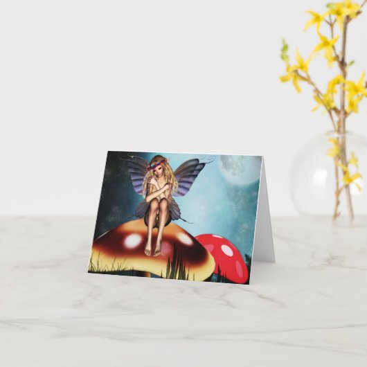 Sprookjespaddestoelen Kaart (Gele Bloem)