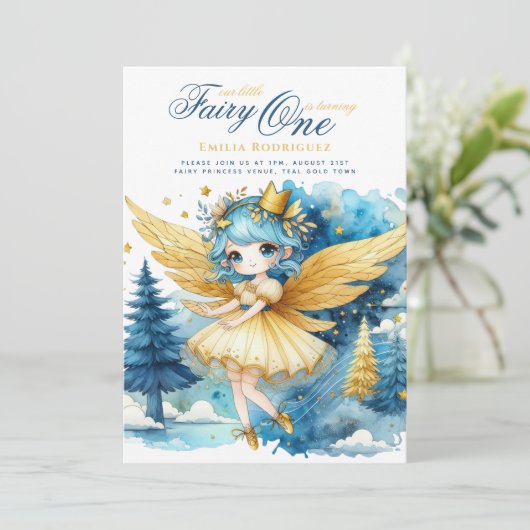 Sprookjesprinses 1e verjaardag of BEWERK LEEFTIJD  Kaart (Staand voorkant)