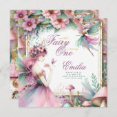 Sprookjesprinses 1e verjaardag of LEFTFTIJDIG Teal Kaart (Voorkant / Achterkant)