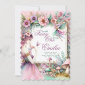 Sprookjesprinses 1e verjaardag of LEFTFTIJDIG Teal Kaart (Voorkant)