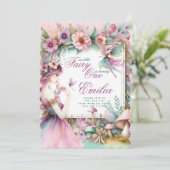 Sprookjesprinses 1e verjaardag of LEFTFTIJDIG Teal Kaart (Staand voorkant)