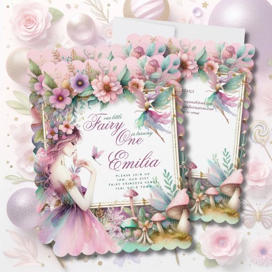 Sprookjesprinses 1e verjaardag of LEFTFTIJDIG Teal Kaart