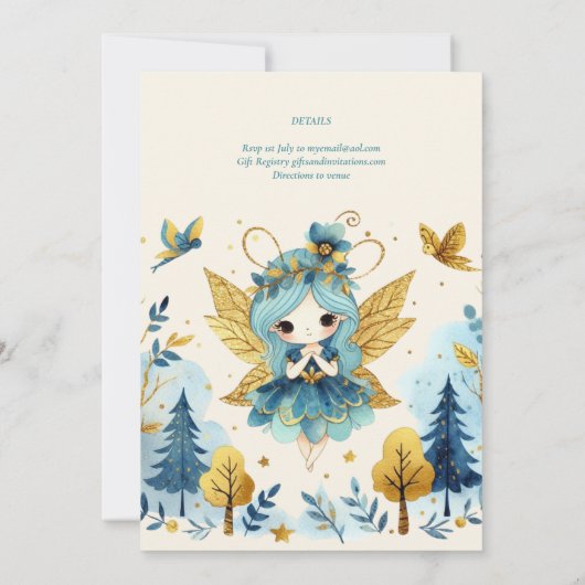 Sprookjesprinses 1e verjaardag of LEFTFTIJDIGE LEE Kaart (Achterkant)