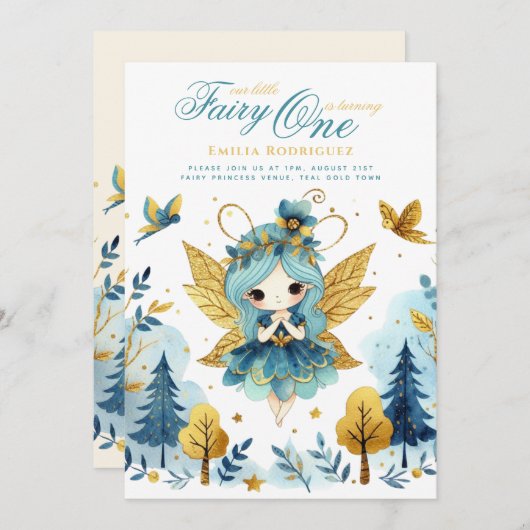 Sprookjesprinses 1e verjaardag of LEFTFTIJDIGE LEE Kaart (Voorkant / Achterkant)