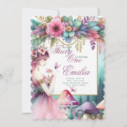 Sprookjesprinses 1e verjaardag of LEFTFTIJDIGE LEE Kaart (Voorkant)