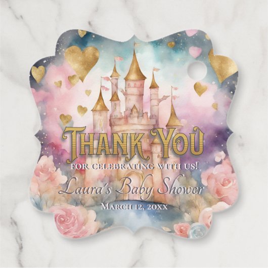 Sprookjesprinses Baby shower dank u Bedankjes Labels (Achterkant)
