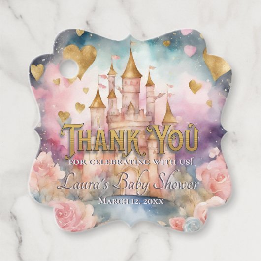 Sprookjesprinses Baby shower dank u Bedankjes Labels (Voorkant)