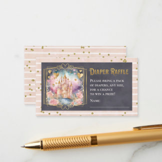 Sprookjesprinses Baby shower Luier Raffle Informatiekaartje