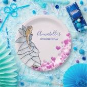 Sprookjesprinses bloemblaadjes jurk mode-illustrat papieren bordje (Feest)