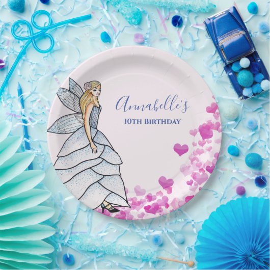 Sprookjesprinses bloemblaadjes jurk mode-illustrat papieren bordje (Feest)