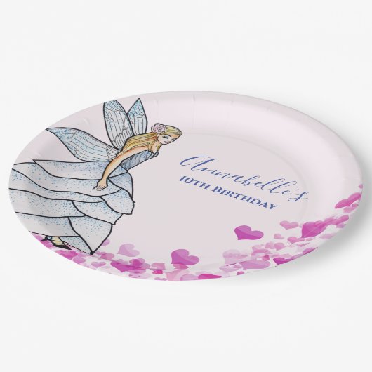 Sprookjesprinses bloemblaadjes jurk mode-illustrat papieren bordje (Gekanteld)