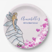 Sprookjesprinses bloemblaadjes jurk mode-illustrat papieren bordje (Voorkant)