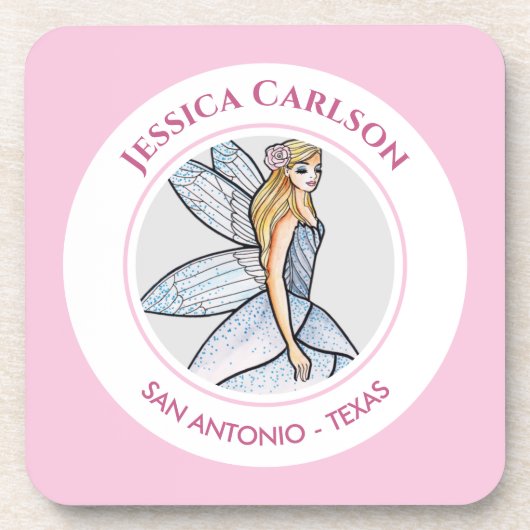 Sprookjesprinses bloemen jurk mode-illustratie bier onderzetter (Voorkant)