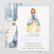 Sprookjesprinses Carriage Baby Shower Uitnodiging