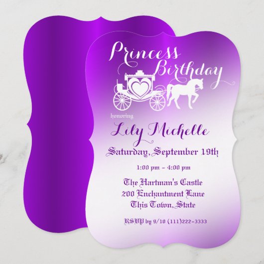 Sprookjesprinses Carriage Birthday Kaart (Voorkant / Achterkant)