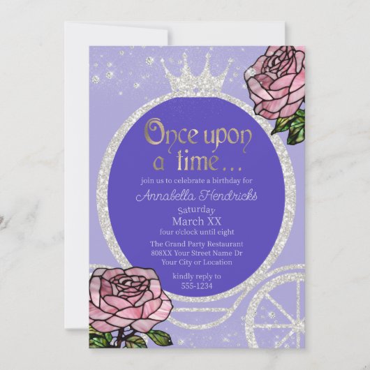 Sprookjesprinses Carriage & Glas in lood Rozen Kaart (Voorkant)