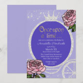 Sprookjesprinses Carriage & Glas in lood Rozen Kaart (Voorkant / Achterkant)