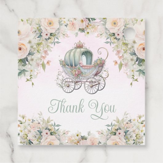 Sprookjesprinses Carriage Waterverf Floral Bedankjes Labels (Achterkant)