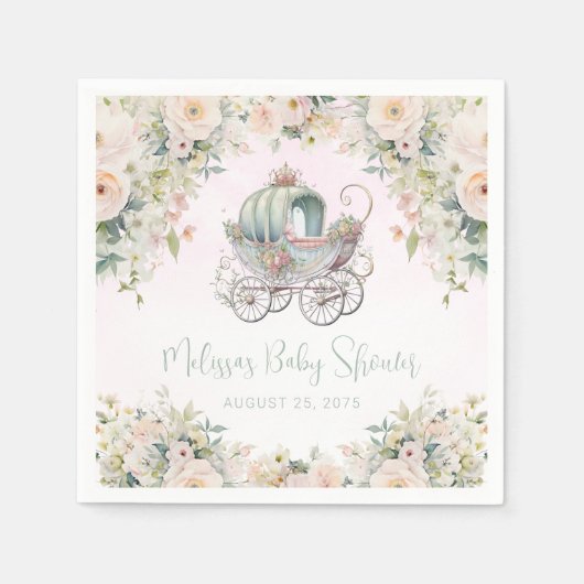 Sprookjesprinses Carriage Waterverf Floral Servet (Voorkant)