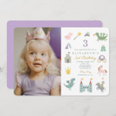 Sprookjesprinses Dragon Foto Verjaardag Kaart (Voorkant / Achterkant)