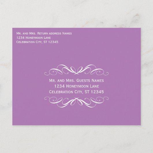 Sprookjesprinses Elke kleur Paarse bruiloft Invita Uitnodiging Briefkaart (Achterkant)