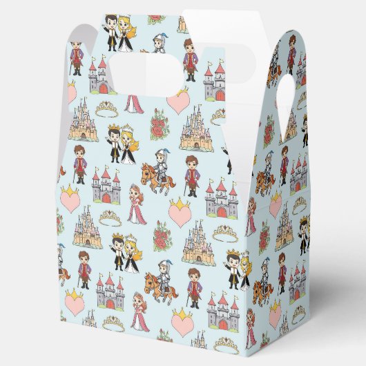 Sprookjesprinses en Ridder Patroon Favor Box Bedankdoosjes (Geopend)