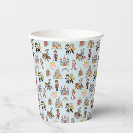 Sprookjesprinses en Ridder Patroon Papier Cup Papieren Bekers (Voorkant)
