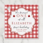 Sprookjesprinses Fairest One Red Plaid Verjaardag Bedankjes Labels (Voorkant)