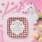 Sprookjesprinses Fairest One Red Plaid Verjaardag Papieren Bordje (Feest)