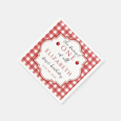 Sprookjesprinses Fairest One Red Plaid Verjaardag Servet (Hoek)