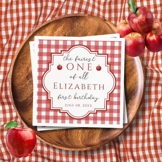 Sprookjesprinses Fairest One Red Plaid Verjaardag Servet