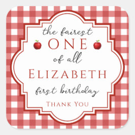 Sprookjesprinses Fairest One Red Plaid Verjaardag Vierkante Sticker