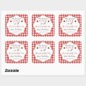 Sprookjesprinses Fairest One Red Plaid Verjaardag Vierkante Sticker (Vel)