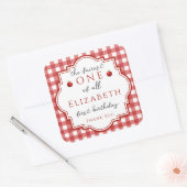 Sprookjesprinses Fairest One Red Plaid Verjaardag Vierkante Sticker (Envelop)