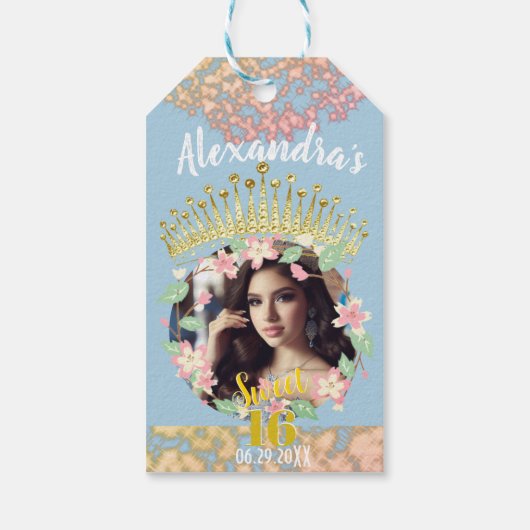 Sprookjesprinses foto lief zestien dank u cadeaulabel (Achterkant)