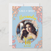 Sprookjesprinses foto lief zestien save the date (Voorkant)