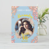 Sprookjesprinses foto lief zestien save the date (Staand voorkant)