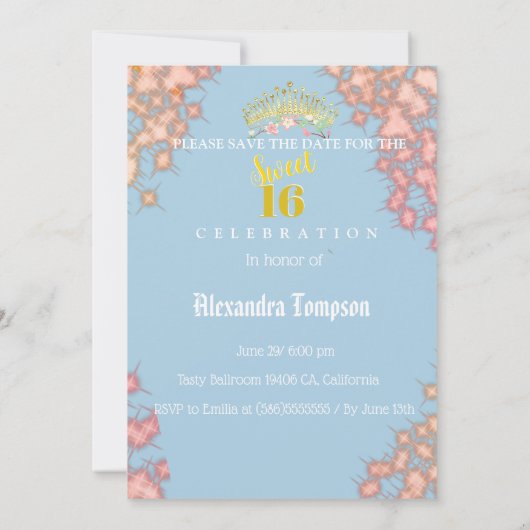 Sprookjesprinses foto lief zestien save the date (Achterkant)