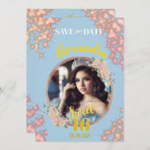 Sprookjesprinses foto lief zestien save the date (Voorkant / Achterkant)